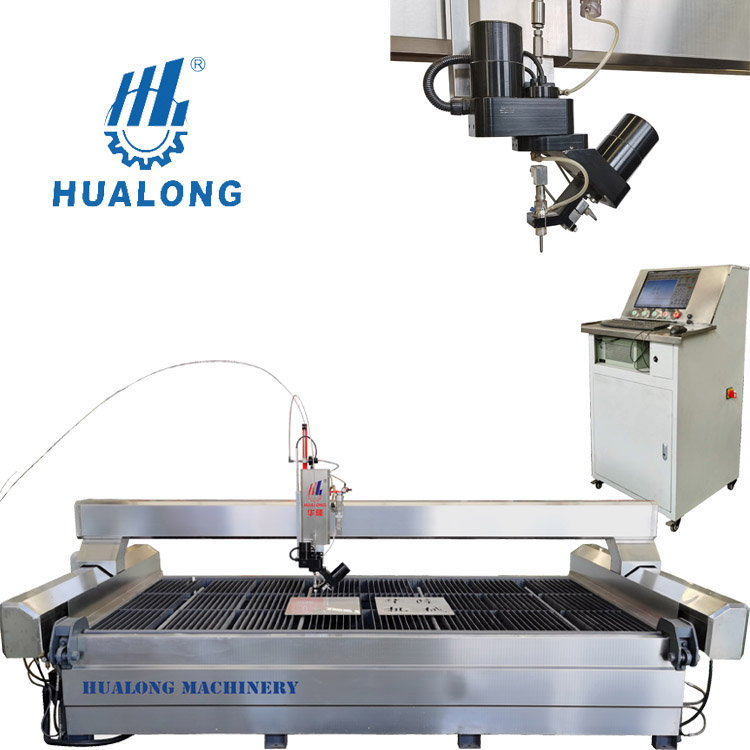 Hualong CNC-Wasserstrahlschneidemaschine 5-Achsen-Wasserstrahl-Steinschneidemaschine Keramik Granit Marmor Quarzglas Fliesenschneider